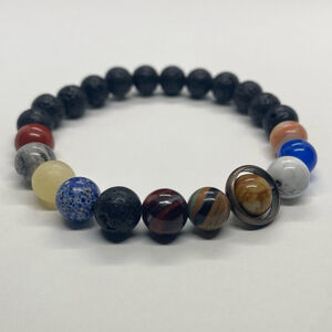 Handcrafted Solar System 7” Stretch Bracelet with Infusible Lava Rock